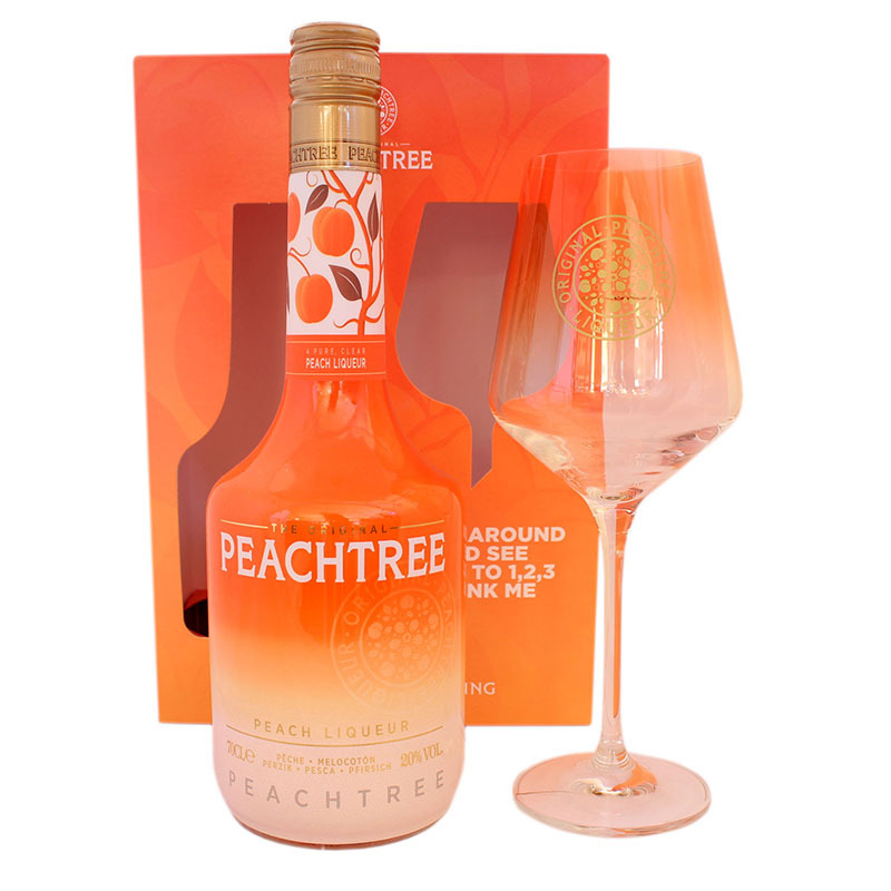 De Kuyper Peachtree in cutie cu pahar 0.7L