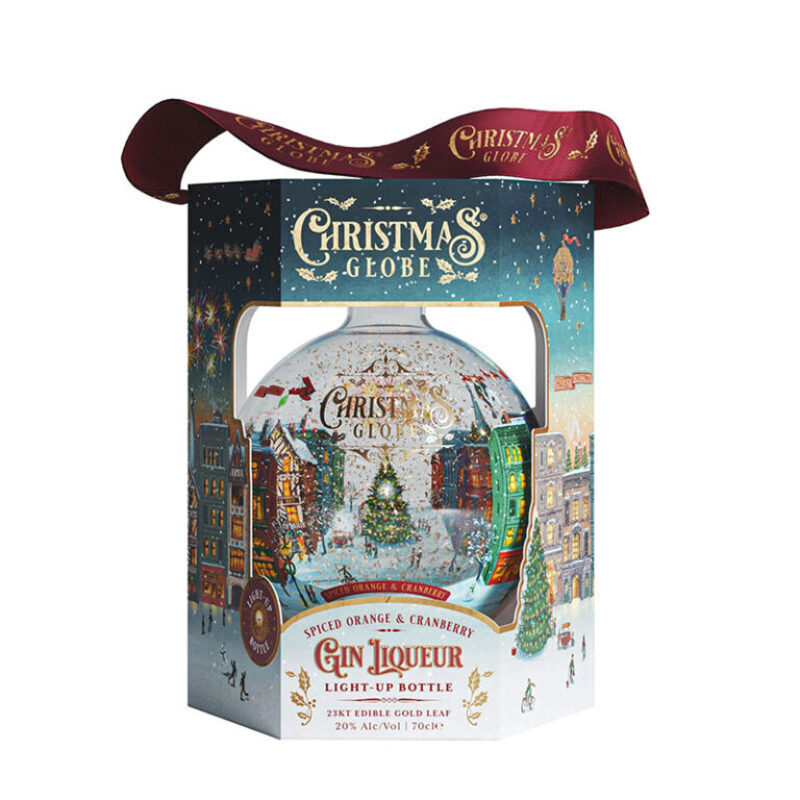 Christmas Globe Spiced Orange & Cranberry Gin Liqueur- sticla iluminata in cutie cadou 0.7L