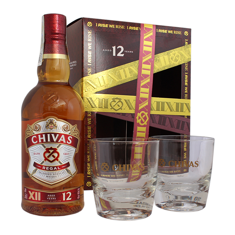 Chivas Regal 12 ani in cutie + 2 pahare 0.7L SGR