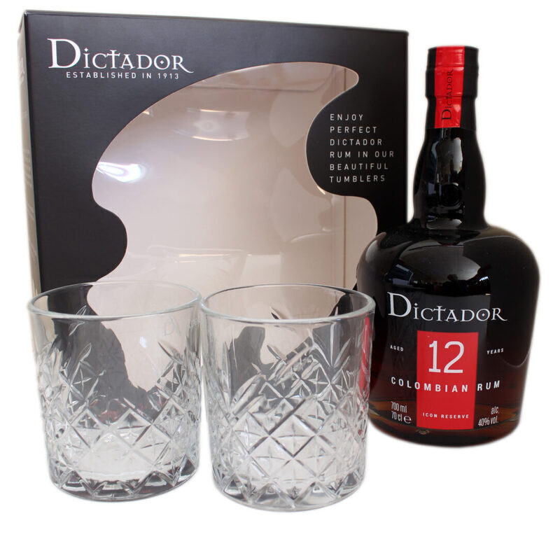 Dictador 12 ani in cutie cu 2 pahare whiskey 0.7 L SGR