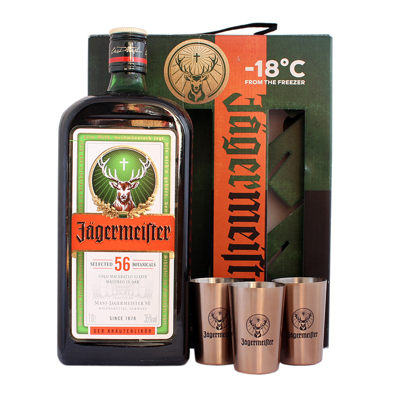 Jagermeister 1L + 3 metal shots SGR