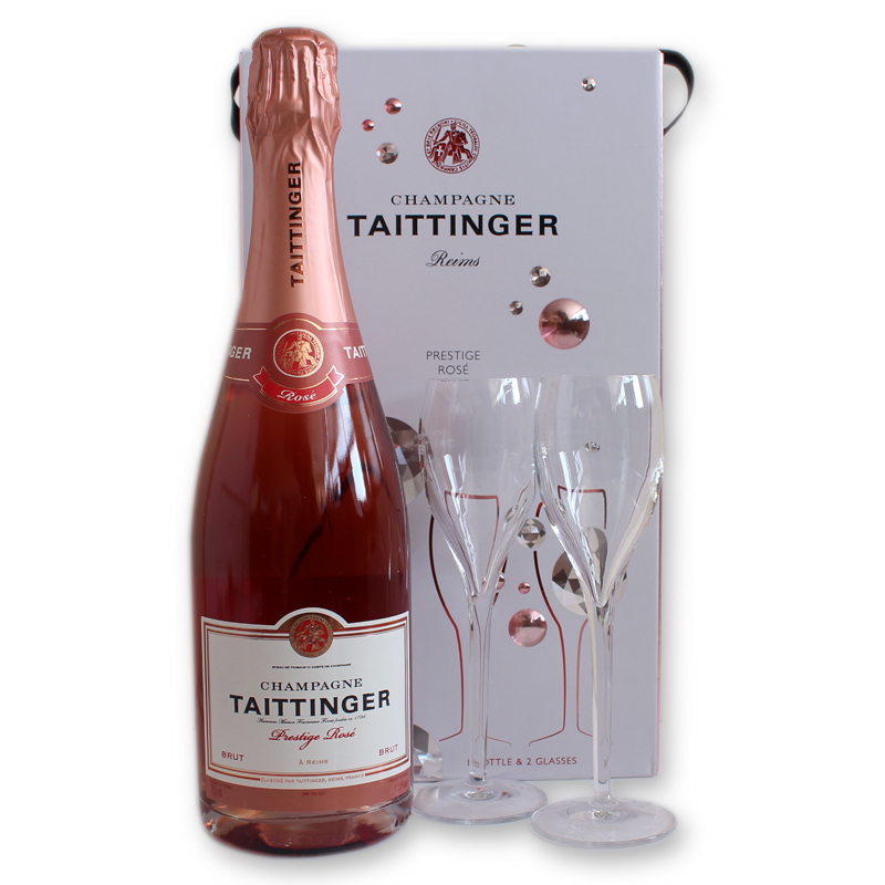 Taittinger Brut Prestige Rose in cutie cu 2 pahare 0.75L SGR